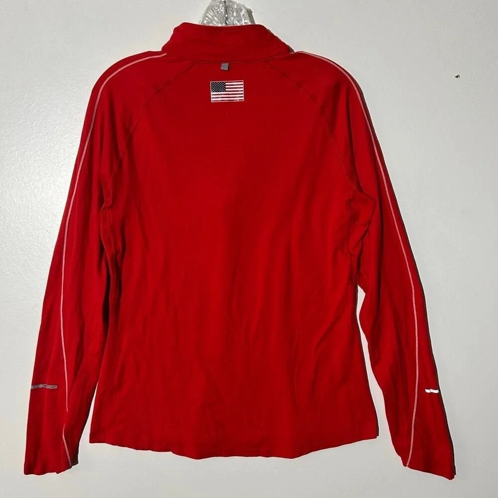 Nike Dri-Fit Red USA Team Athletic Training 1/4 Zip Pullover Sweater Women Large